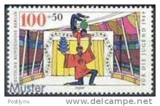 GERMANY-BERLIN 1989 Allemagne/Deutschland, Circus 100+50 Semi-postal, OVPT:Muster, SPECIMEN  [muestra,Muster,saggio - Errors & Oddities