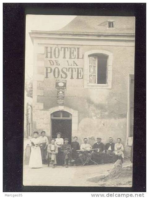 53 Grez En Bouère  Carte Photo Hôtel De La Poste Animée  Plaques émaillées Cie D´assurances Soleil  Belle Carte - Crez En Bouere