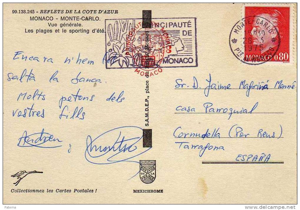 3495   Postal, Matasello Especial Monaco 1975,Flamme Turistico - Brieven En Documenten