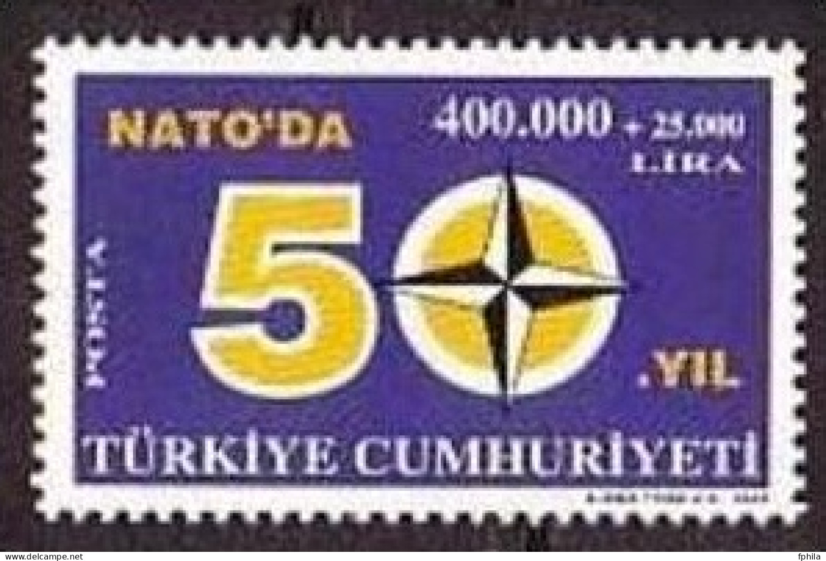 2002 TURKEY 50TH ANNIVERSARY OF TURKEY PARTICIPATING IN NATO MNH ** - OTAN