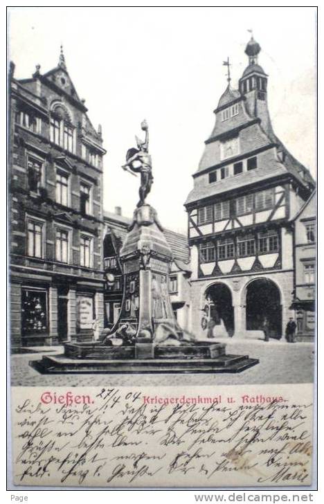 Giessen,Kriegerdenkmal Und Rathaus,1904 - Giessen