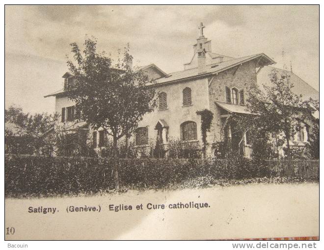 Satigny  . Eglise Et Cure Catholique . Coin Plié V : Scan - Satigny