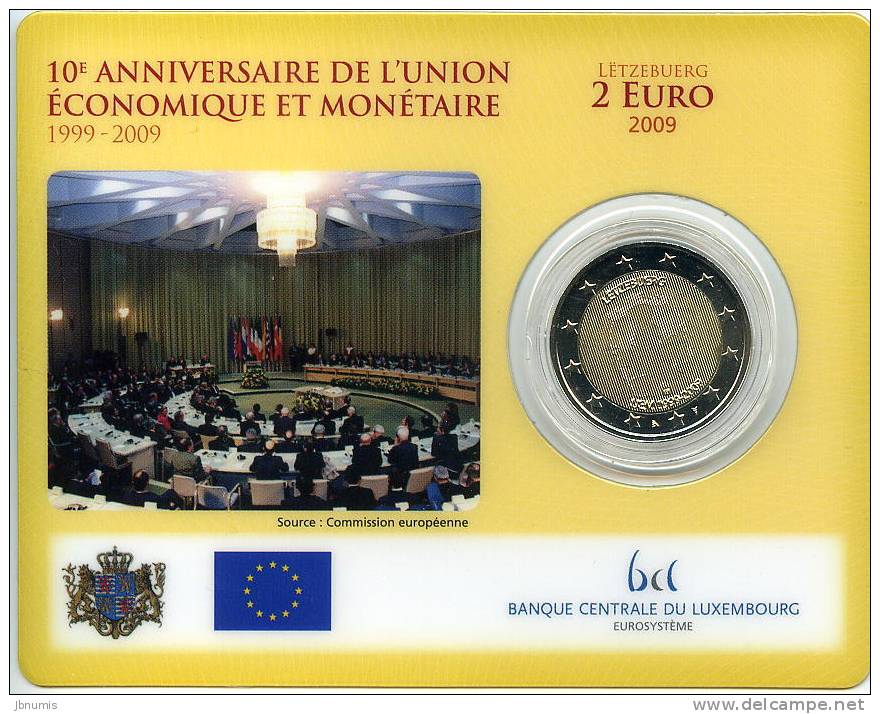 Luxembourg 2 Euro 2009 Coin Card BU 10 Ans De L´Euro EMU UEM WWU - Luxembourg