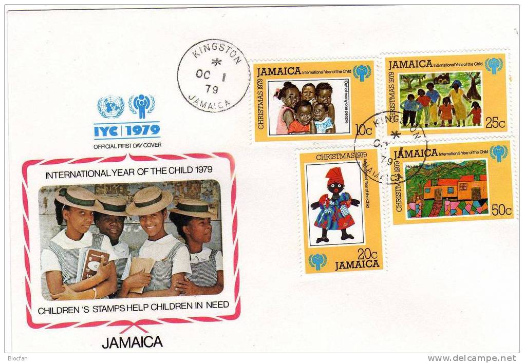 UNESCO UNO Kindertag 1979 Kinder Zu Weihnachten Jamaica 462/5 FDC 3€ Christmas Set UNICEF Children Cover Of Caribic - UNICEF