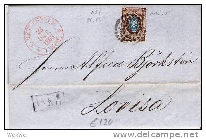 RL136 - RUSSLAND -/ Michel 5  Nach Finnland, Ex Petersburg 1863 - Briefe U. Dokumente