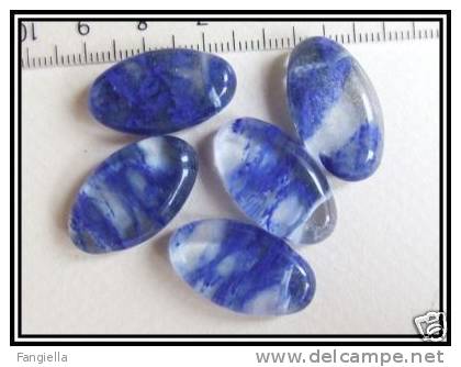 2 Perles Pendentifs En Quartz Tanzanite Env. 24x14x6mm - Perles
