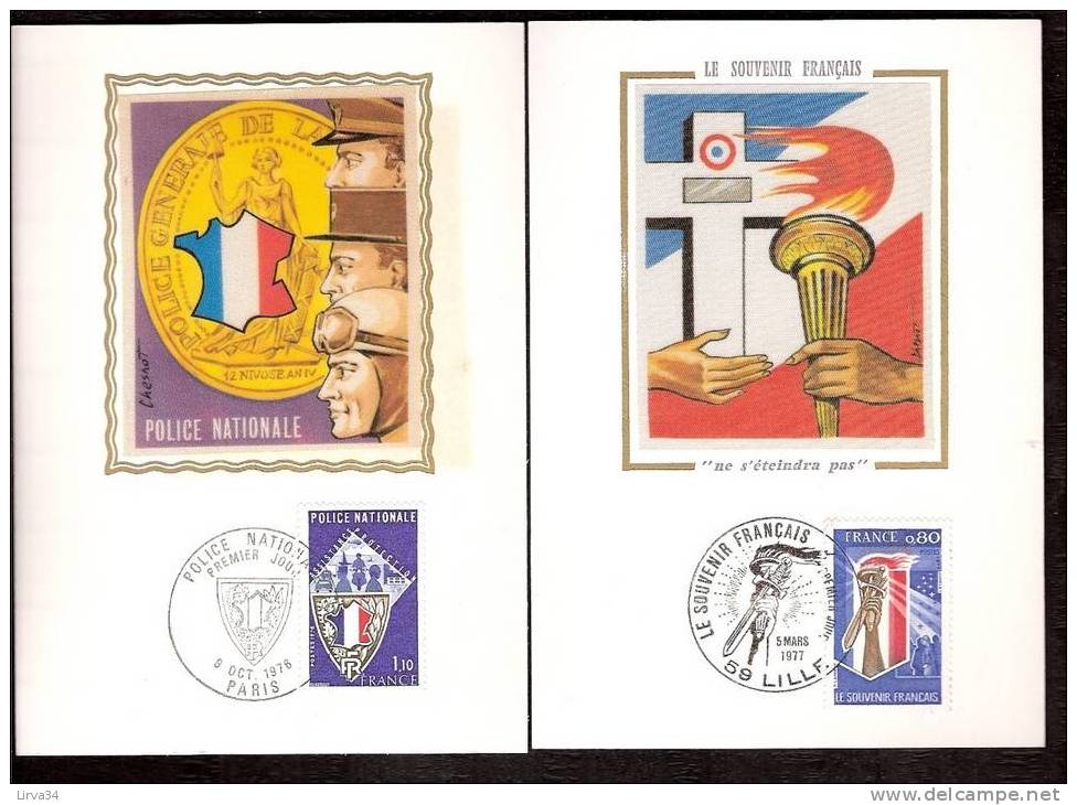 LOT 4 CARTES MAX-  TTB- THEME : POLICE-  SOUVENIR FRANCAIS- Dates Visibles Aux Scans. - Colecciones & Series