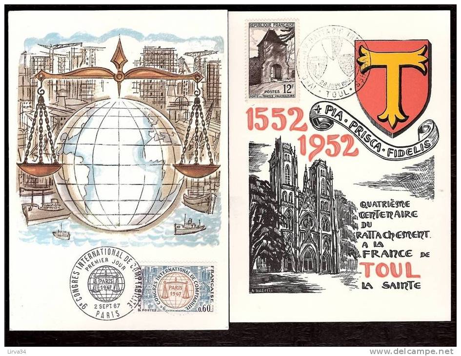 LOT 4 CARTES MAX-  TTB- THEME : TOUL 1952- GENDARMERIE -POLOGNE- Dates Visibles Aux Scans. - Lots & Serien