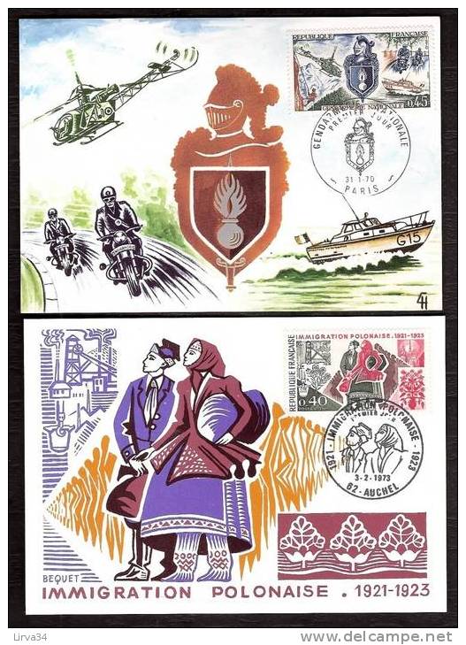 LOT 4 CARTES MAX-  TTB- THEME : TOUL 1952- GENDARMERIE -POLOGNE- Dates Visibles Aux Scans. - Colecciones & Series