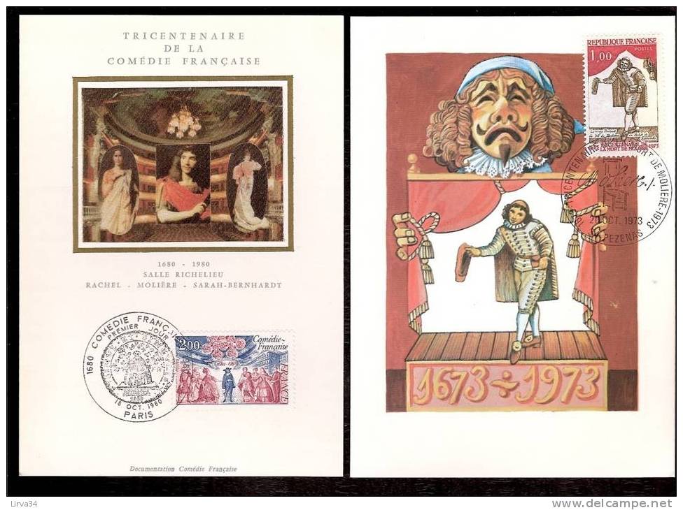 LOT 4 CARTES MAX-  TTB- THEME : GARNIER- MARÉMOTRICE- THEATRE-COMEDIE F.- Dates Visibles Aux Scans. - Verzamelingen & Reeksen