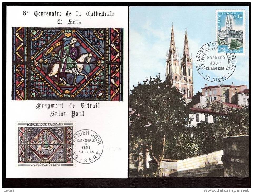 LOT 4 CARTES MAX-  TTB- THEME : EGLISES- VITRAUX- SCULPTURES-.- Dates Visibles Aux Scans. - Verzamelingen & Reeksen