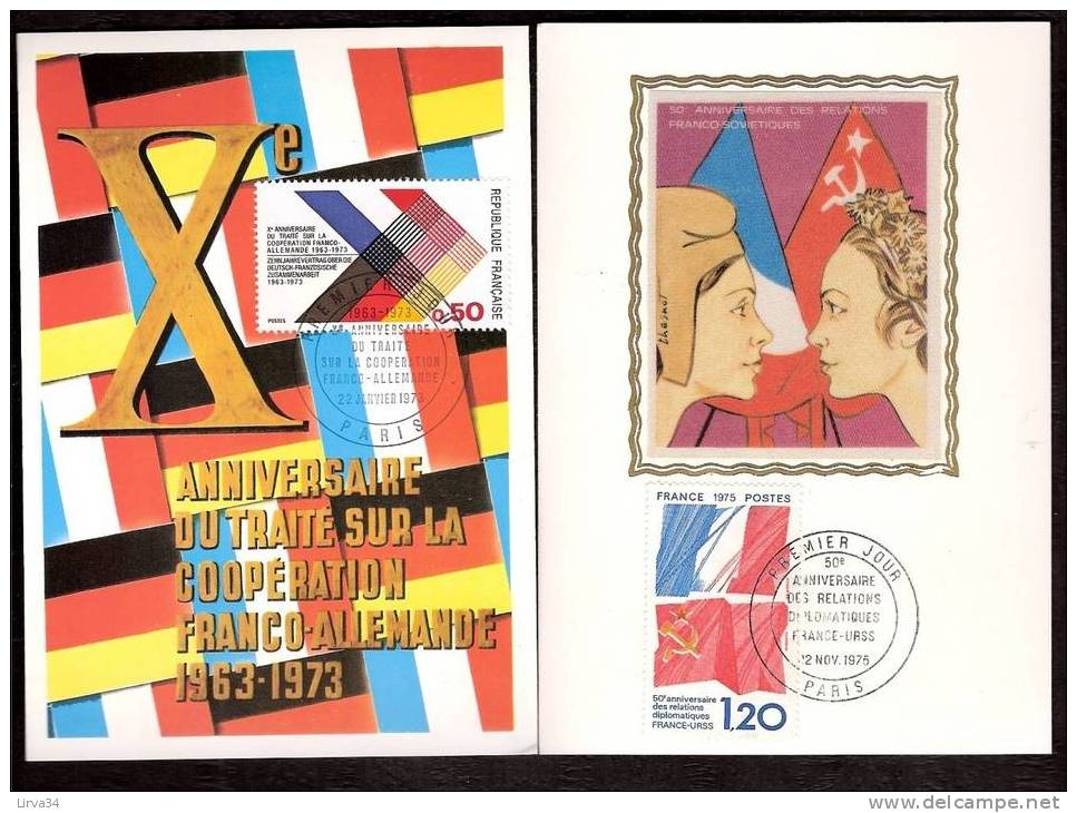 LOT 4 CARTES MAX-  TTB- THEME : COMMUNICATION- FRANCE-ALLEMAGNE- FRANCE-URSS-.- Dates Visibles Aux Scans. - Verzamelingen & Reeksen