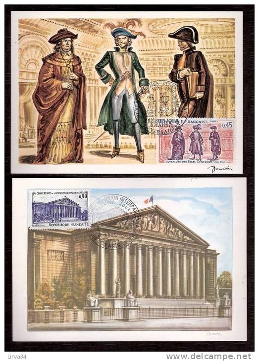 LOT 4 CARTES MAX-  TTB- THEME : PARLEMENT- DROITS DE L'HOMME .- Dates Visibles Aux Scans. - Verzamelingen & Reeksen