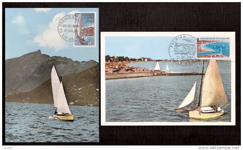 LOT 4 CARTES MAX-  TTB- THEME : BATEAUX DE PECHE ET DE PLAISANCE .- Dates Visibles Aux Scans. - Collections, Lots & Series