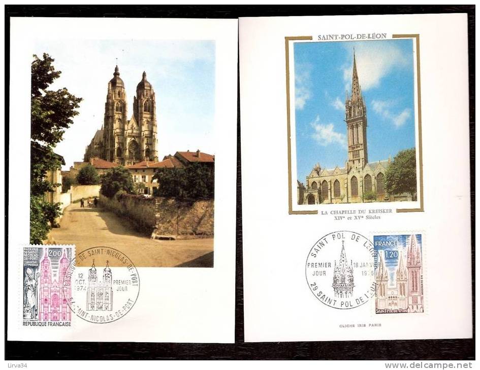 LOT 4 CARTES MAX-  TTB- THEME : EGLISES ET VITRAUX.- Dates Visibles Aux Scans. - Colecciones & Series