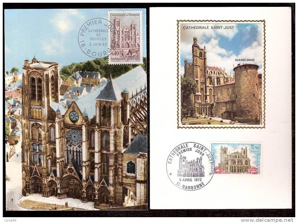 LOT 4 CARTES MAX-  TTB- THEME : CATHEDRALES - DECORS D'EGLISES- Dates Visibles Aux Scans. - Verzamelingen & Reeksen