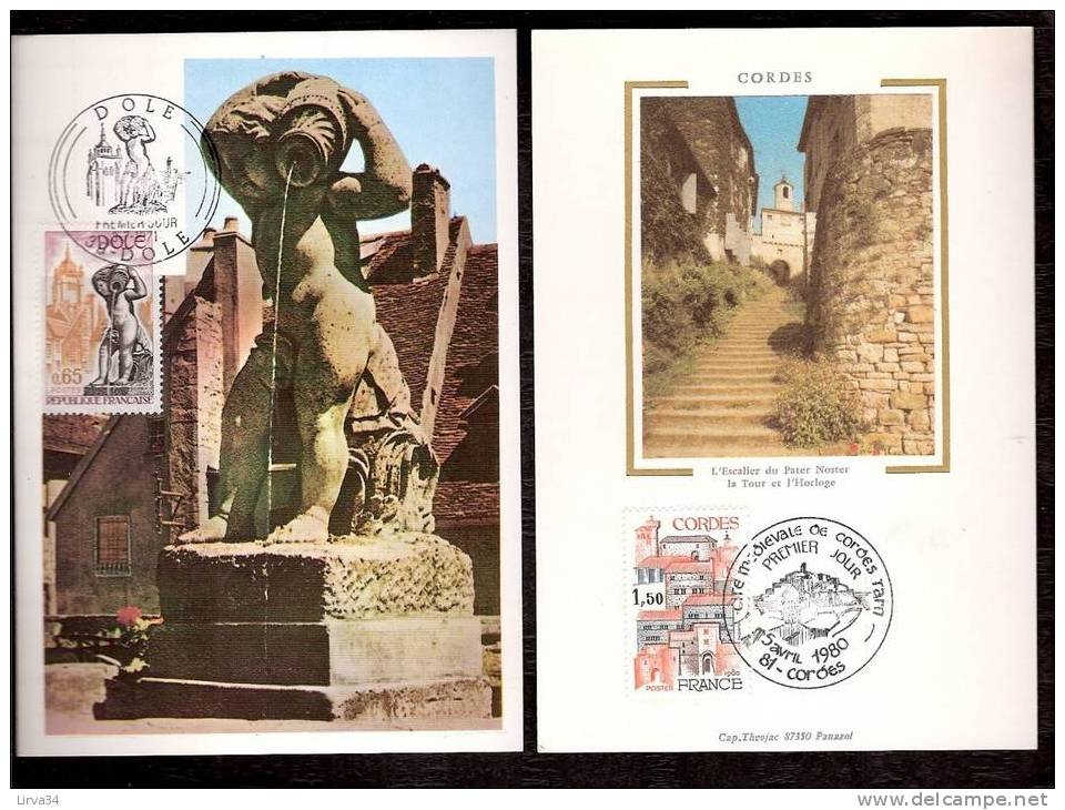 LOT 4 CARTES MAX-  TTB- THEME :CHATEAU -TOUR- FONTAINE .- Dates Visibles Aux Scans. - Collections, Lots & Series