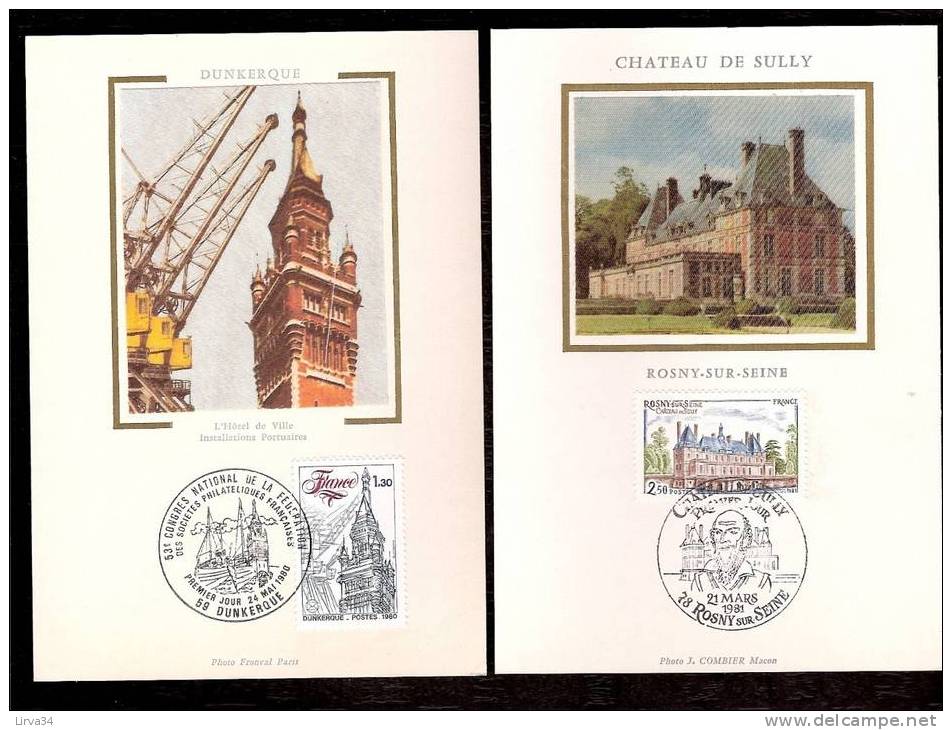 LOT 4 CARTES MAX-  TTB- THEME :CHATEAU -TOUR- FONTAINE .- Dates Visibles Aux Scans. - Collections, Lots & Séries