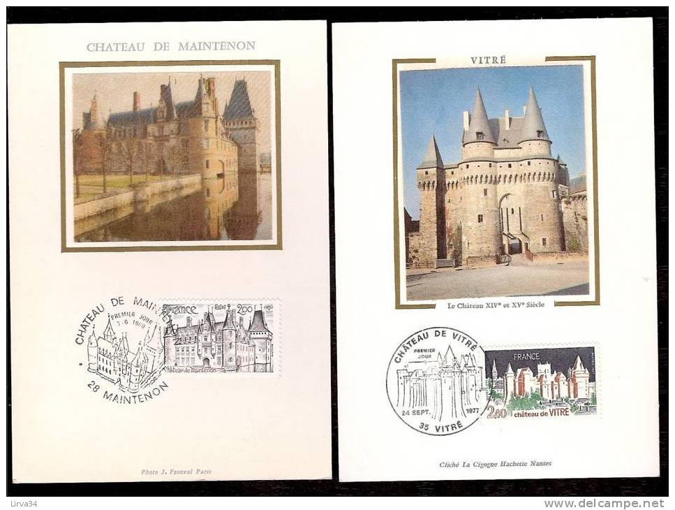 LOT 4 CARTES MAX-  TTB- THEME : CHATEAUX DE FRANCE.- Dates Visibles Aux Scans. - Colecciones & Series