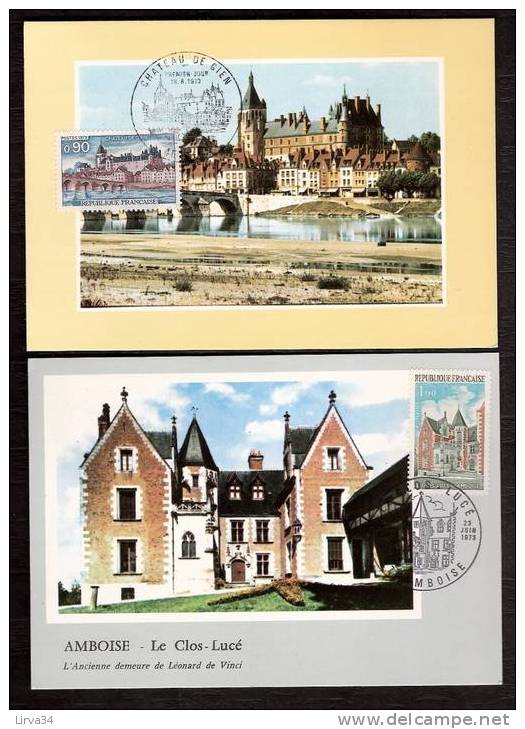 LOT 4 CARTES MAX-  TTB- THEME :CHATEAUX DE FRANCE .- Dates Visibles Aux Scans. - Collections, Lots & Séries