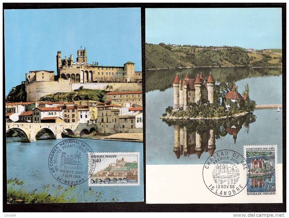 LOT 4 CARTES MAX- TTB- THEME : CHATEAUX DE FRANCE, PIEDS DANS L'EAU .- Dates Visibles Aux Scans. - Collections, Lots & Séries