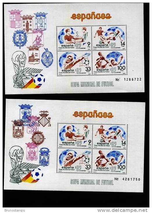 SPAIN/ESPANA - 1982  FOOTBALL WORLD CHAMPIONSHIP TWO MS MINT NH - Blocks & Kleinbögen