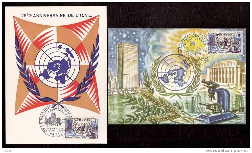 4 CARTES MAXIMUM - TTB- THEME : O.N.U.- CONSEIL DE L'EUROPE - Dates Visibles Aux Scans. - Collections, Lots & Series