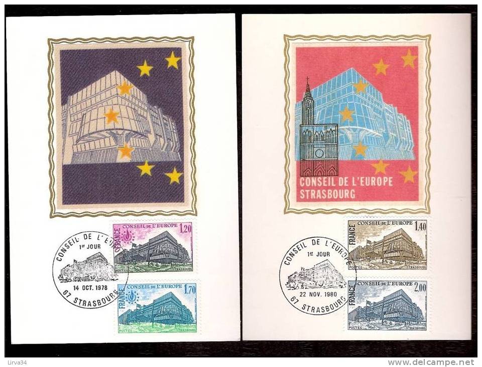 4 CARTES MAXIMUM - TTB- THEME : CONSEIL DE L'EUROPE  - Dates Visibles Aux Scans. - Collections, Lots & Séries