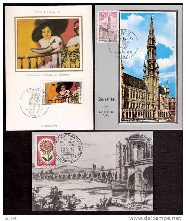 3 CARTES MAXIMUM - TTB- THEME : EUROPA - Dates Visibles Aux Scans. - Lots & Serien