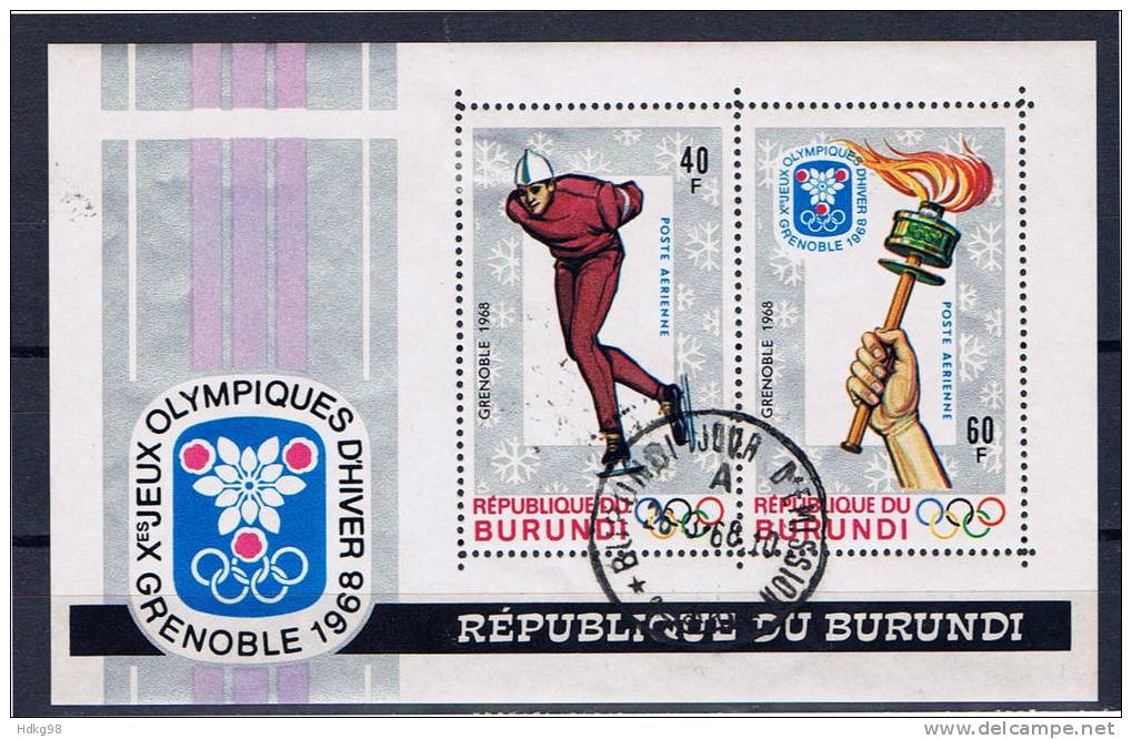 BU Burundi 1968 Mi 393-94A Bl. 26A Winterolympiade - Gebruikt