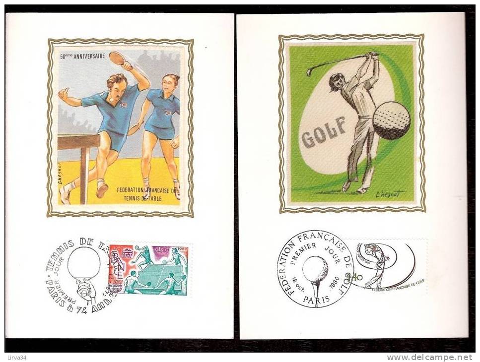 LOT 4 CARTES MAX-  TTB- THEME : SPORT: PING-PONG -GOLF- JUDO...- Dates Visibles Aux Scans. - Collections, Lots & Séries