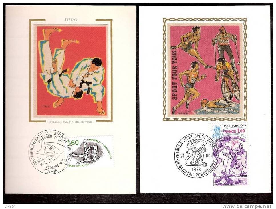 LOT 4 CARTES MAX-  TTB- THEME : SPORT: PING-PONG -GOLF- JUDO...- Dates Visibles Aux Scans. - Colecciones & Series