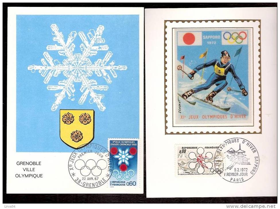 LOT 4 CARTES MAX-  TTB- THEME : J.O D'HIVER- GRENOBLE -SAPORO .- Dates Visibles Aux Scans. - Collections, Lots & Series