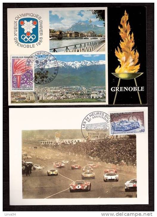 LOT 4 CARTES MAX-  TTB- THEME : LE MAN -J.O GRENOBLE .- Dates Visibles Aux Scans. - Collections, Lots & Séries