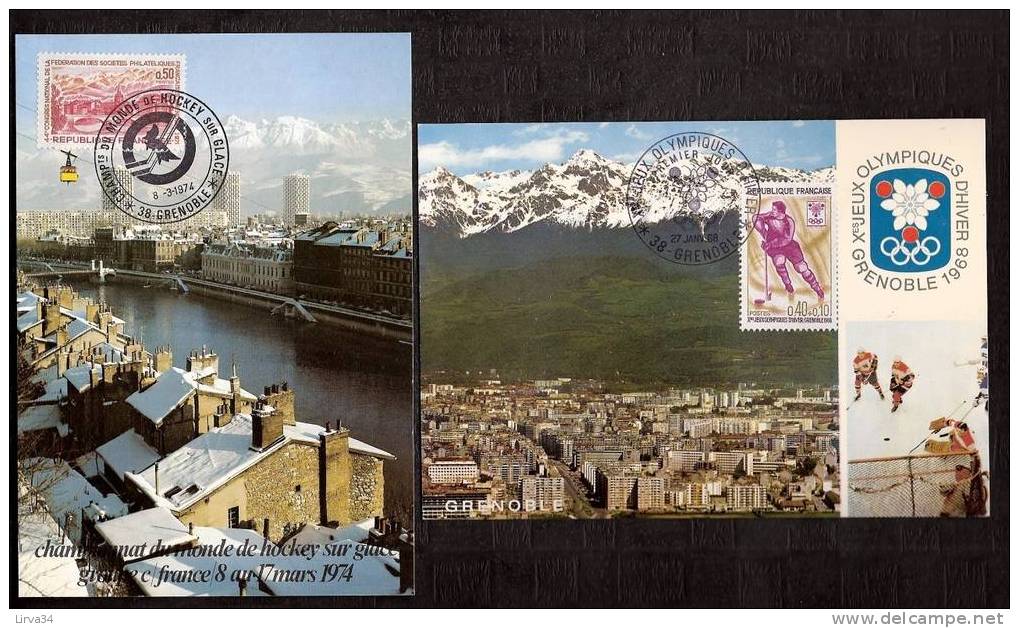 LOT 4 CARTES MAX-  TTB- THEME : LE MAN -J.O GRENOBLE .- Dates Visibles Aux Scans. - Verzamelingen & Reeksen