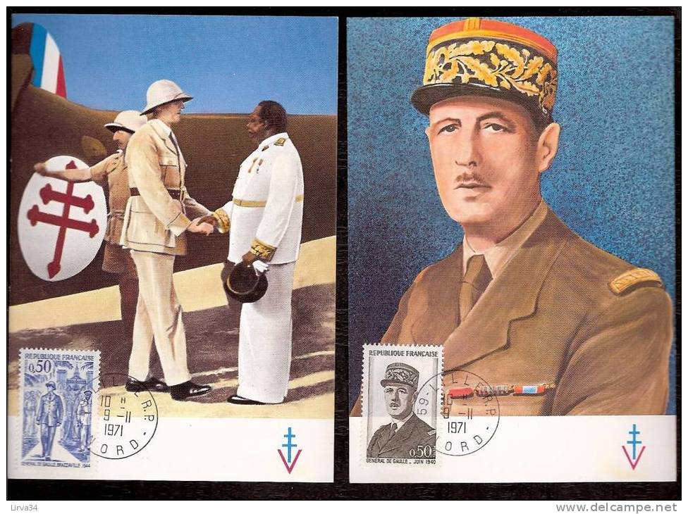 LOT 4 CARTES MAX-  TTB- THEME : GAL. DE GAULLE- LIBÉRATION- Dates Visibles Aux Scans. - Lots & Serien