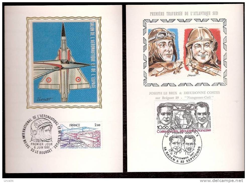 LOT 4 CARTES MAX- TTB- THEME : AVIONS ET AVIATEURS- Dates Visibles Aux Scans. - Collections, Lots & Series