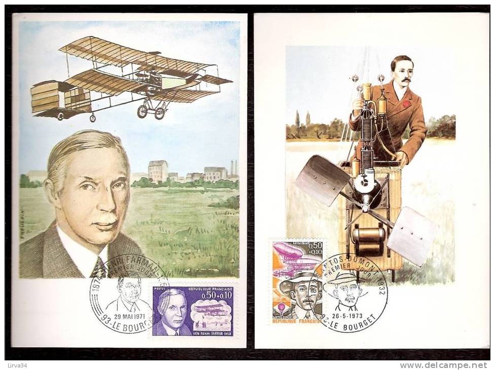 LOT 4 CARTES MAX- TTB- THEME : VIEUX AVIONS ET CONSTRUCTEURS- Dates Visibles Aux Scans. - Collections, Lots & Séries