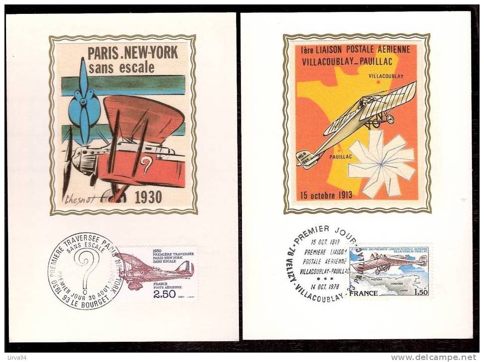 LOT 4 CARTES MAX- TTB- THEME : VIEUX AVIONS ET CONSTRUCTEURS- Dates Visibles Aux Scans. - Collections, Lots & Séries