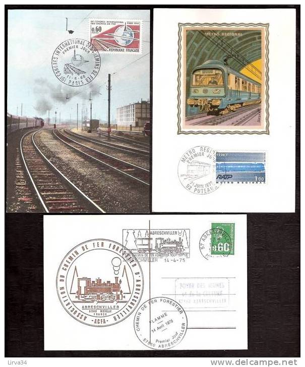 LOT 5 CARTES MAX- TTB- THEME : TRAINS- RAIL- TGV- METRO- Dates Visibles Aux Scans. - Collections, Lots & Series