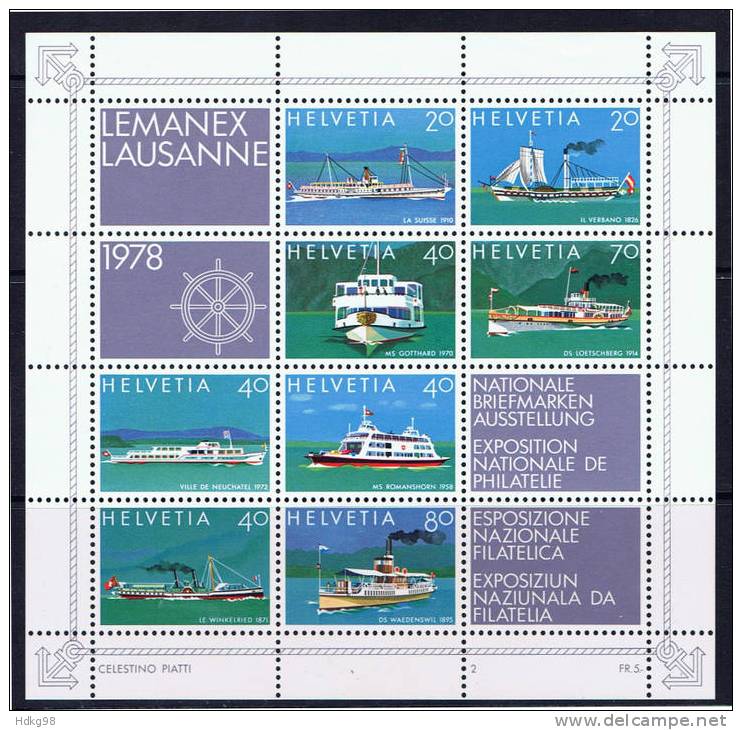 CH Schweiz 1978 Mi 1120-27 Bl. 23 - Unused Stamps