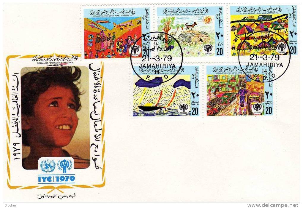 UNICEF Kindertag 1979 Kinder-Zeichnungen Libyen 717/1 FDC 8€ Am Strand UNO Jahr Des Kindes Children Art Cover Of Libya - UNICEF