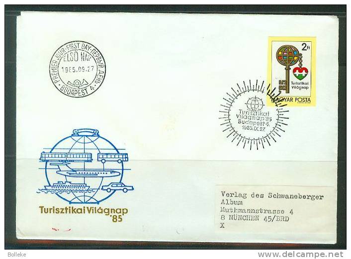 Hongrie  -  Lettre FDC De 1985 ° -  Timbre Non Dentelé - Tourisme -  Cléfs - Football -  Drapeaux  -  Tirage 480 Lettres - Other & Unclassified