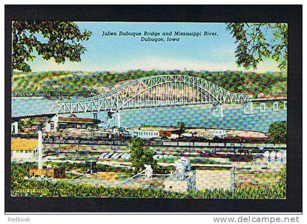 Early Postcard Julien Dubuque Bridge & Mississippi River Iowa Sent From Dickeyville Wisconsin USA - Ref 293 - Autres & Non Classés
