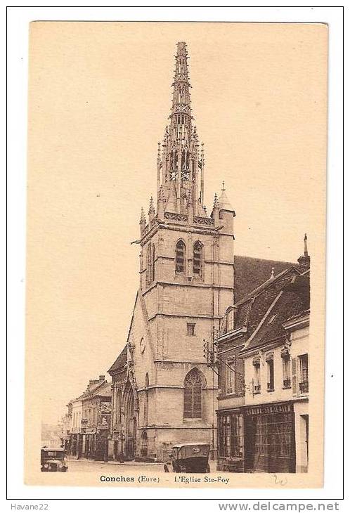 F512 27 CONCHES EGLISE STE FOY VOITURE - Conches-en-Ouche