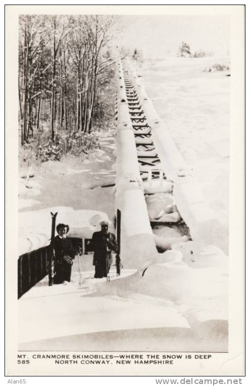 North Conway NH, Mt. Cranmore Skimobiles, Ski Area On Real Photo Postcard - Altri & Non Classificati