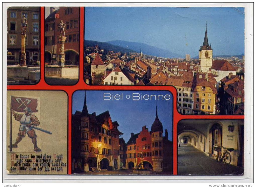 H144 - BIEL O BIENNE - Vieille Ville (1978 - Timbre Jura 23è Canton De La Fédération - Scan Du Verso) - Bienne