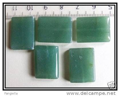 2 Perles En Aventurine Verte Env. 20x15x5mm - Perles