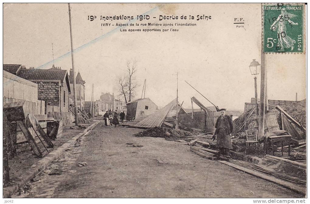 Ivry 1910 Decrue De La Seine Rue Moliere Epaves Apportes Par L´eau - Ivry Sur Seine