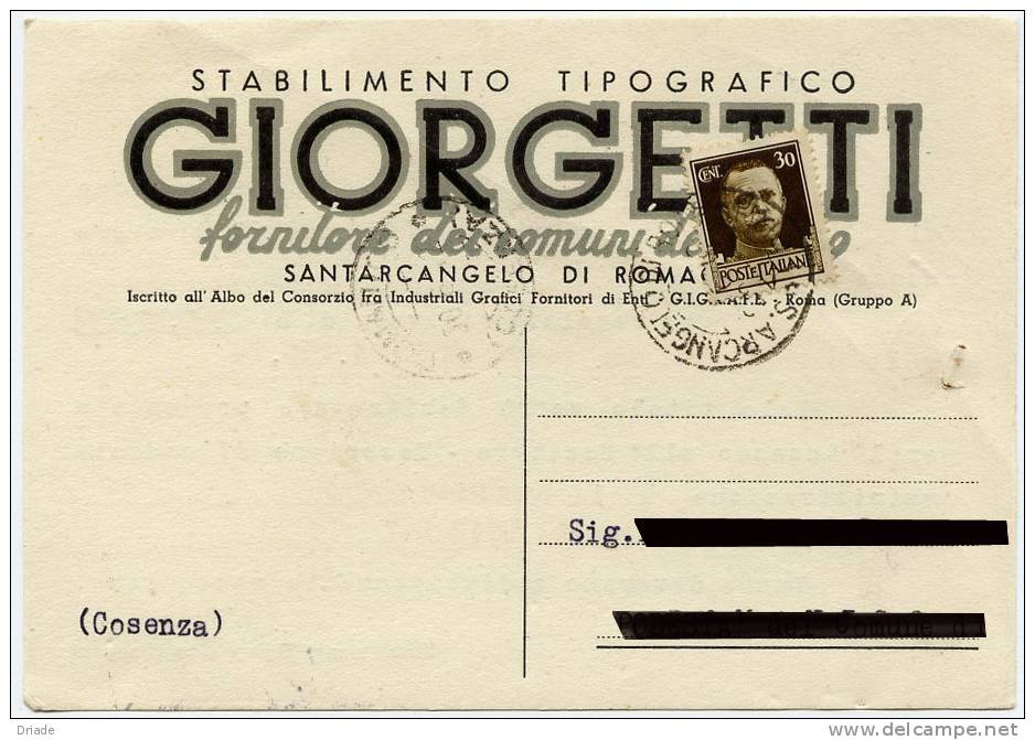 CARTOLINA PUBBLICITA COMMERCIALE STABILIMENTO TIPOGRAFICO SANTARCANGELO DI ROMAGNA RIMINI ANNO 1942 - Rimini